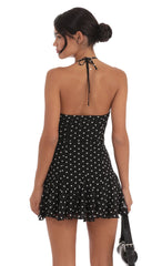 Halter Polka Dot Dress in Black