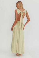Dorothea High Cowl Open Back Maxi Dress Sage