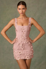 Embellished Corset Mini Dress in Dusty Rose