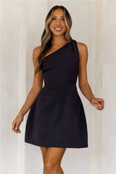 With Flair One Shoulder Mini Dress Black