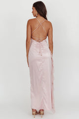Katarina Satin Ruffle Hem Maxi Dress Cheek