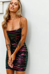 Disco 'Til Dawn Sequin Mini Dress Black Multi