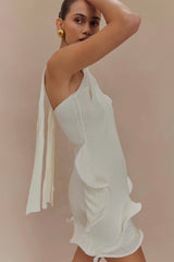 Caprice Halter Knit Mini Dress - White