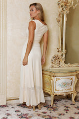 Effortless Girl Off Shoulder Mesh Midi Dress