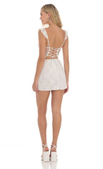 Sweetheart Neck Lace Dress in White