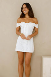 Dainty Number Off Shoulder Lace Mini Dress