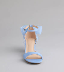 So Pretty Chiffon Bow Satin Block Heels