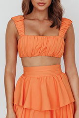 Suenito Gathered Crop Top Orange