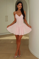 Mercedes Sequin Mini Dress - Baby Pink