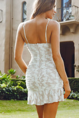 Love And Light Lace Bodycon Frill Hem Dress White