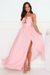 Hibiscus Hues Halter Maxi Dress