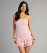 Soft Girl Sass Lace Tube Ruffle Mini Dress