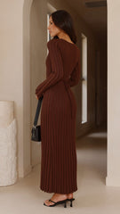 Cyra Long Sleeve Maxi Dress - Chocolate