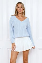 When In London Cable Knit Sweater Blue