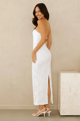 Crowned In Confidence Strapless Maxi Dress White
