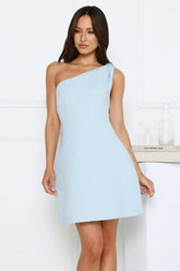 With Flair One Shoulder Mini Dress Blue