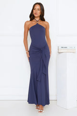 Twirl Season Halter Maxi Dress Navy