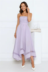 Visit The Moon Strapless Midi Dress Lilac