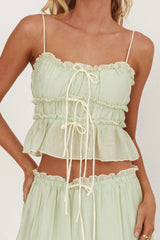 Maidens Tie Detail Overlock Top Sage