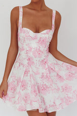 Get My Attention Off-Shoulder Mini Dress Floral Pink