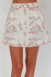 Catherina Ric-Rac Trim Mini Skirt Floral Pink