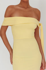 Aurora Sky Off-Shoulder Tie Maxi Dress Lemon