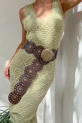 Tina Western Circle Belt Brass Brown