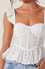 Baylin Eyelet Peplum Corset Top