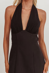 Opulent Halterneck Layered Maxi Dress Black