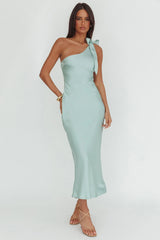 Robertah One-Shoulder Bow Maxi Dress Sage