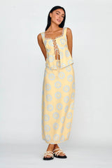 Sun Days Laced Bust Top Sun Lemon