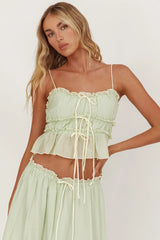 Maidens Tie Detail Overlock Top Sage