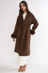 Zannora Faux Fur Coat Chocolate