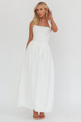 Irisa Elasticated Halter Maxi Dress White