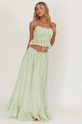 Maidens Tie Detail Overlock Maxi Skirt Sage