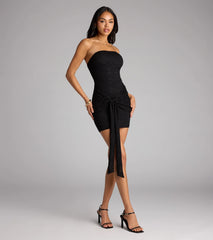 All Eyes On You Lace Tube Wrap Mini Dress