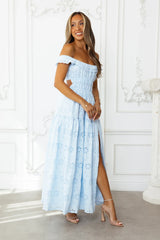 Secrets You Keep Off Shoulder Embroidered Maxi Dress