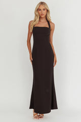 Shellie Square Neckline Halter Maxi Dress Black