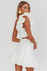 Deanna One-Shoulder Cut-Out Mini Dress White