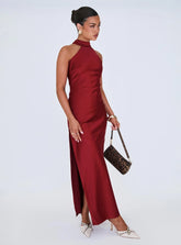 Mordecai Halter Maxi Dress Burgundy