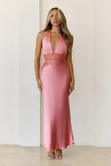Ibiza Twilight Satin Lace Maxi Dress