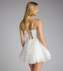 Hallie Rosette Lace-Up Skater Dress