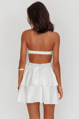 Behati Tiered Layer Strapless Dress White
