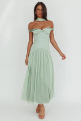 Kaycee Drop Waist Maxi Dress Sage