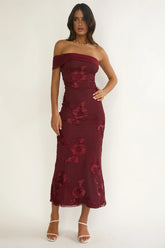 Gala One-Shoulder Maxi Dress Embellished Wine