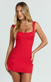 Aretha Mini Dress - Panel Dress in Red