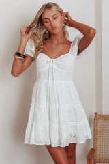 Home Sweet Home Eyelet Mini Dress White