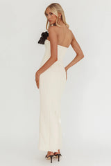 Lonnie Neckline Decoration Maxi Dress Cream