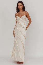 Arrabel Ruffle Trim Maxi Dress Champagne