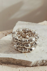 Ingrid Beaded Bracelet Brushed Silver
